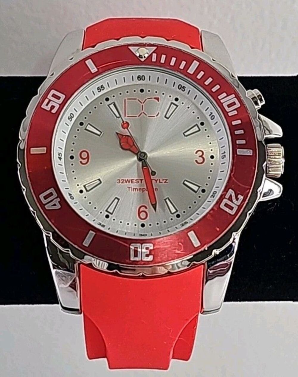 32West Styl'z Men's Watch RED Color Strap & Bezel New DC on dial = Dade County
